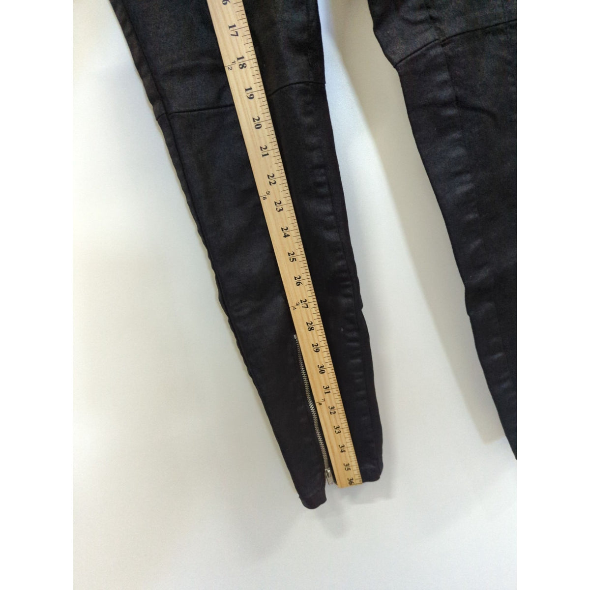 Black High-Waisted Skinny Pants With Button Front & Ankle Zippers - Size S