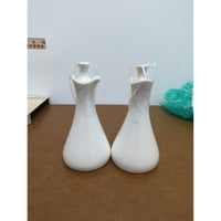 Set Of 2 White Ceramic Bud Vases 6 Inches Tall Minimalist Design