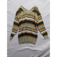 Striped V-Neck Sweater For Women Multi-Color L