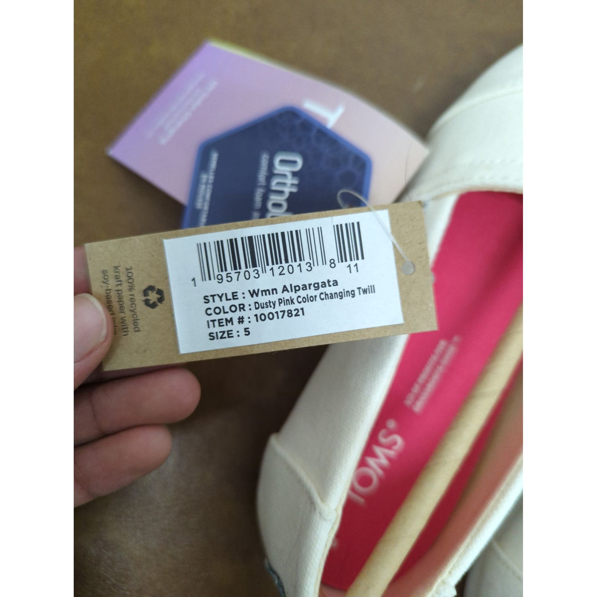 Toms Womens Alpargata Dusty Pink Color Changing Twill Slip-On Shoes Size 5 With Box