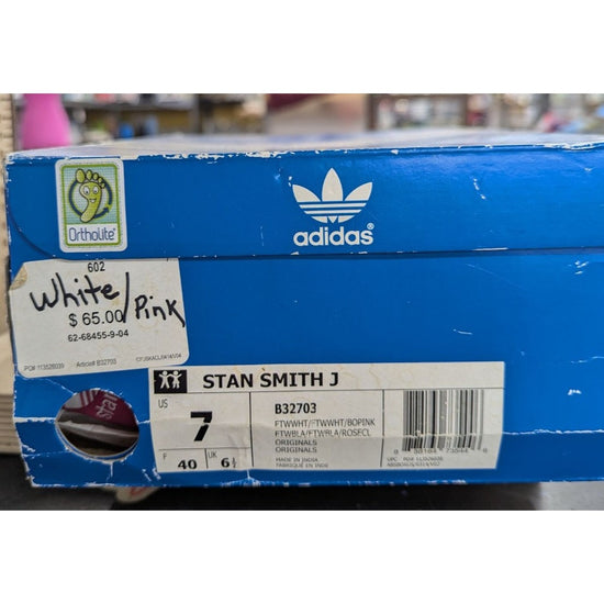 Adidas Stan Smith J White & Pink Sneakers Size 7 US Classic Tennis Shoes I