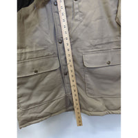 Cal Craft Mens XL Tan Insulated Jacket With Corduroy Collar And Snap Button Pockets Made In USA