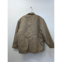 Cal Craft Mens XL Tan Insulated Jacket With Corduroy Collar And Snap Button Pockets Made In USA