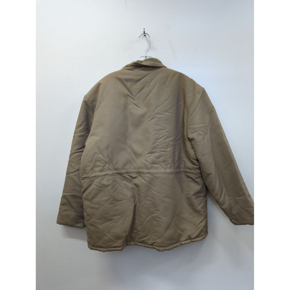 Cal Craft Mens XL Tan Insulated Jacket With Corduroy Collar And Snap Button Pockets Made In USA