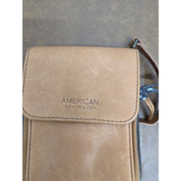 American Leather Co. Crossbody Bag Tan Genuine Leather Compact Adjustable Strap 8"x5"x2"