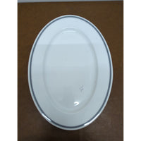 Thomas O Brien New Day Bistro Oval Serving Platter 13-Inch White With Black Checkered Trim