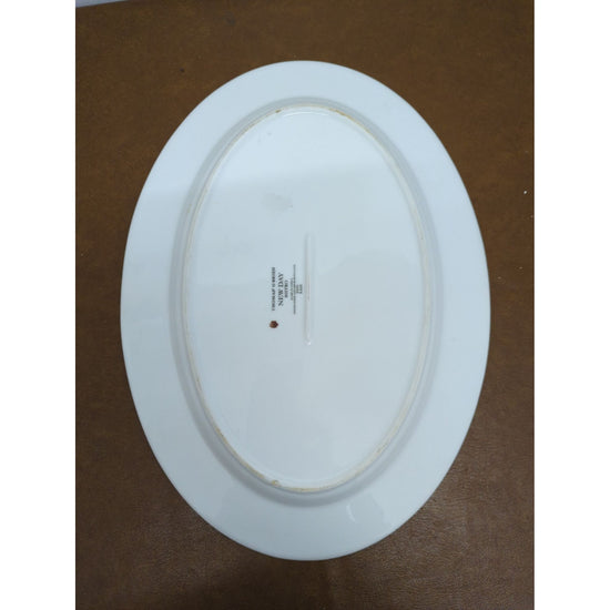 Thomas O Brien New Day Bistro Oval Serving Platter 13-Inch White With Black Checkered Trim