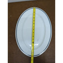 Thomas O Brien New Day Bistro Oval Serving Platter 13-Inch White With Black Checkered Trim