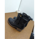 Caterpillar Black Leather Ankle Boots Size 8.5 Womens With Stacked Heel & Pull Tabs