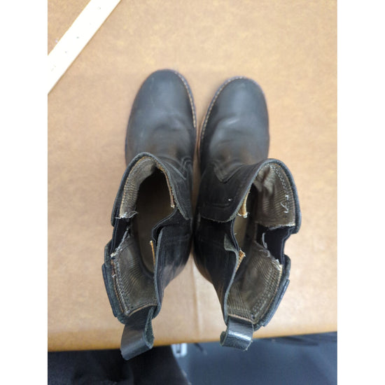 Caterpillar Black Leather Ankle Boots Size 8.5 Womens With Stacked Heel & Pull Tabs