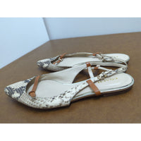 Coach Womens Snakeskin Print Leather Flat Sandals With Adjustable Straps Size 8B