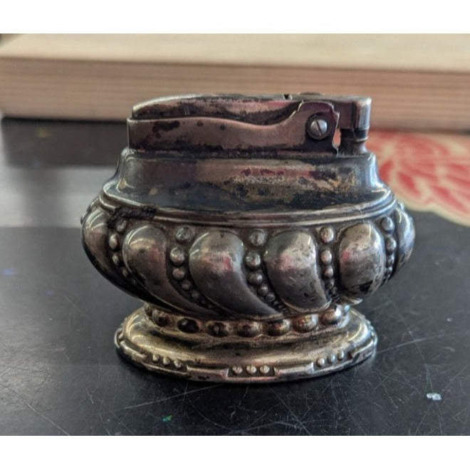 Vintage Silver Tabletop Lighter With Ornate Design Ronson Crown