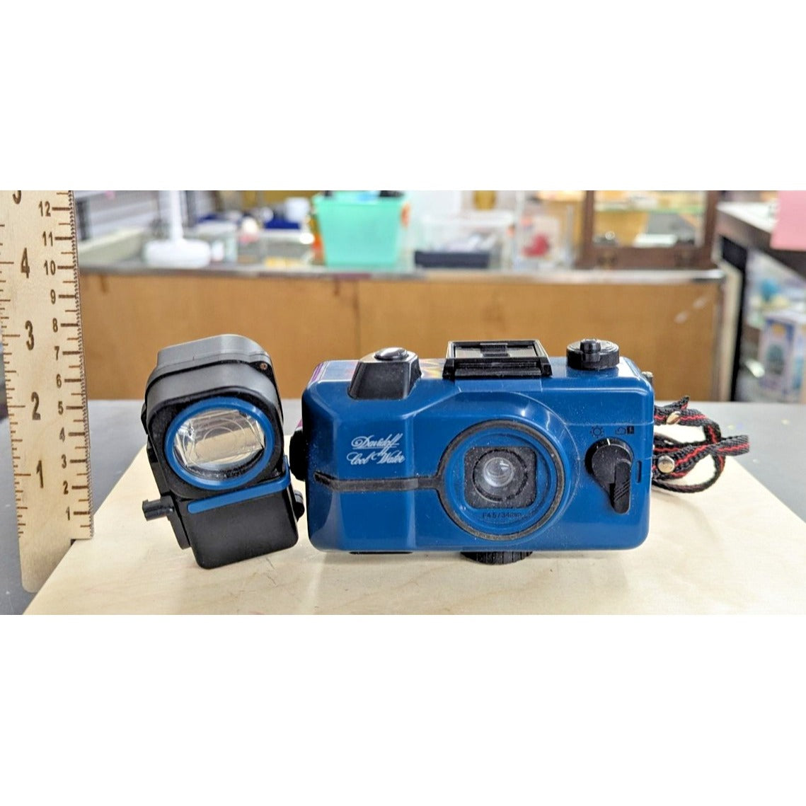 Aramis Yellow Canvas Dopp Kit Bag With Zipper & Davidoff Cool Water Blue Camera