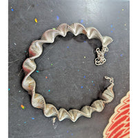 Silver-Toned Twisted Metal Necklace With Adjustable Chain For Women