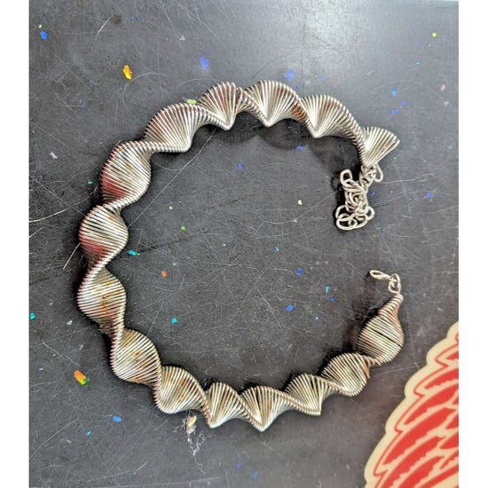 Silver-Toned Twisted Metal Necklace With Adjustable Chain For Women