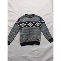 DC Mens Knit Sweater S Crew Neck Blue Pattern Cotton
