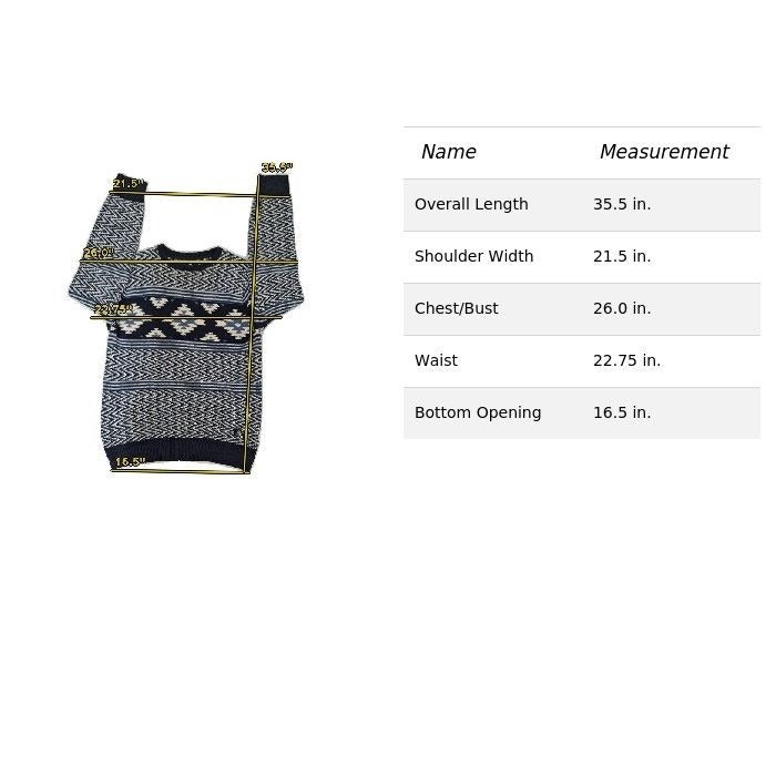 DC Mens Knit Sweater S Crew Neck Blue Pattern Cotton