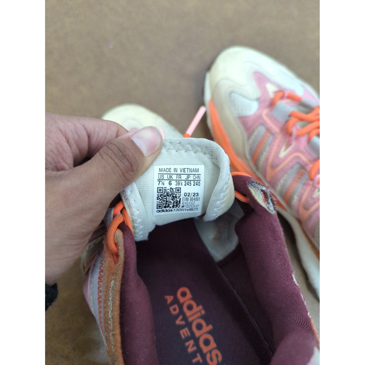 Adidas Adventure Trail Running Shoes Womens Size 7.5 Beige Orange Pink Lightweight