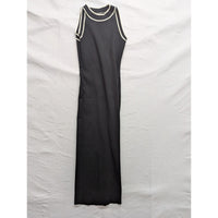 The Work Shop Womens Sleeveless Black Dress With White Trim