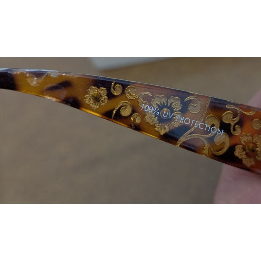 Tortoiseshell Floral Uv Protection Designer Sunglasses With Decorative Frame