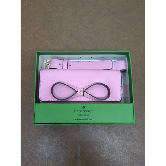 Kate Spade Pink Leather Adjustable Belt Bag With Bow Design In Box