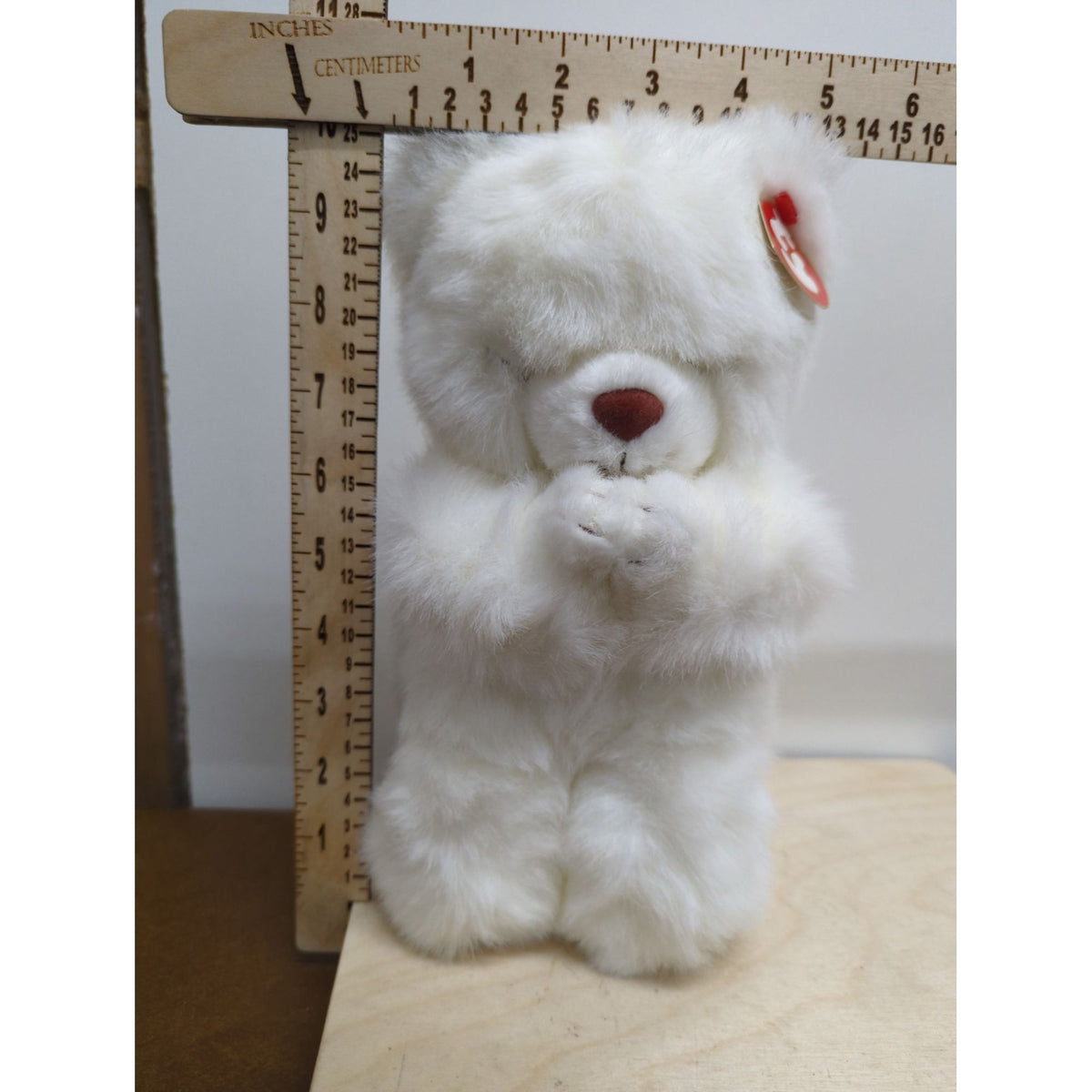 Praying White Plush Teddy Bear Ty Beanie Baby Collectible 9 Inches Tall