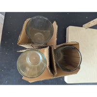 Set Of 3 Ribbed Clear Glass Tumblers 6" Tall