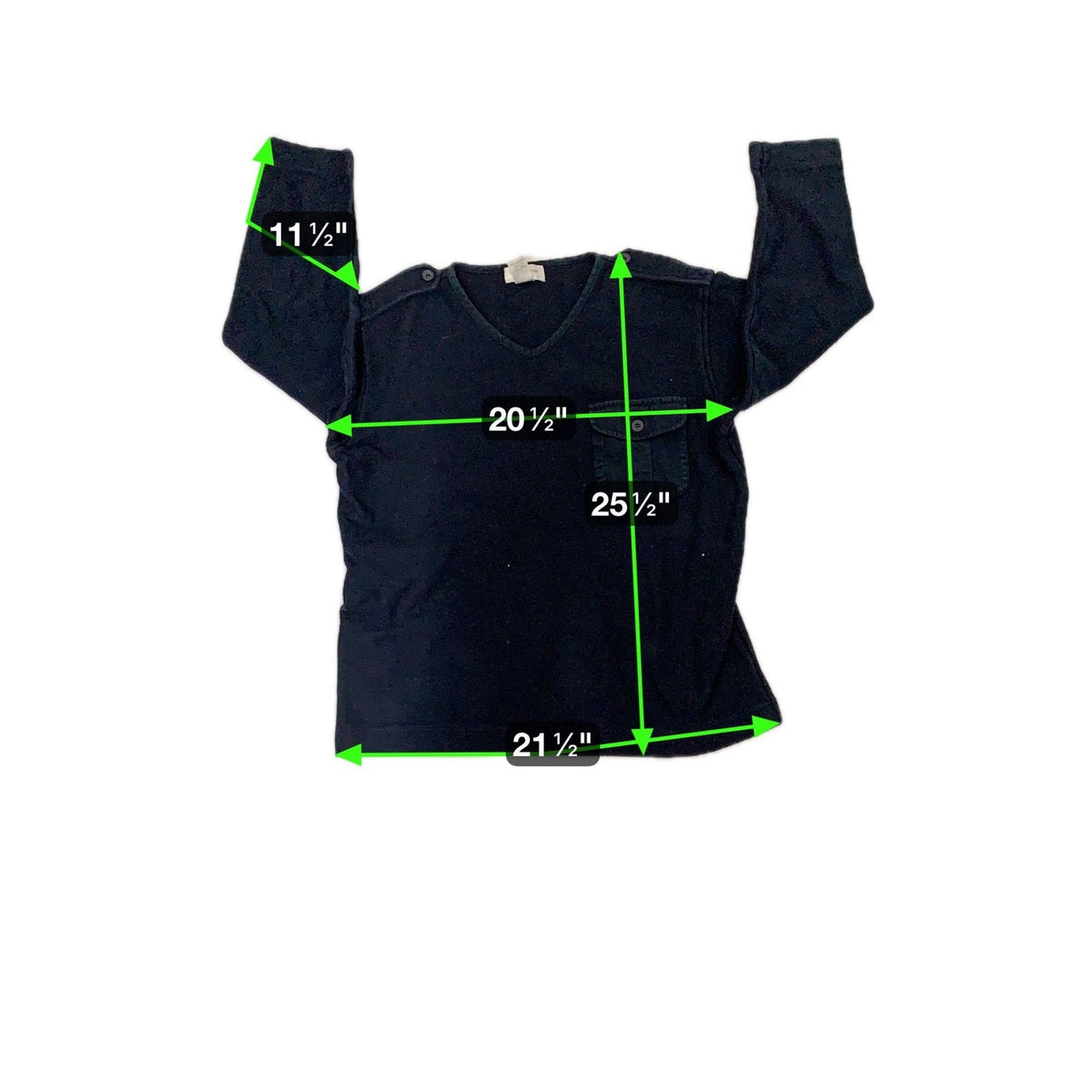 Jones New York Sport Navy Cotton Long-Sleeve V-Neck Shirt W/ Pocket Size S