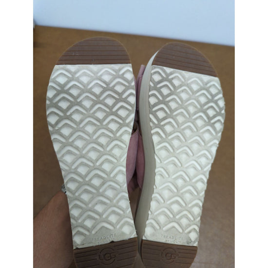 UGG Womens Pink Suede Bow Slide Sandals With Treadlite Sole