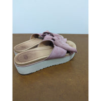 UGG Womens Pink Suede Bow Slide Sandals With Treadlite Sole