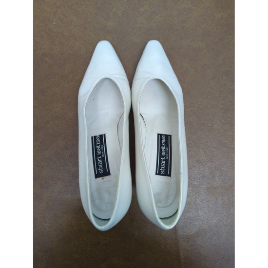 Stuart Weitzman White Leather Pointed-Toe Heels Size 8 Classic Style