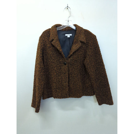 Dressbarn Womens Brown Tweed Blazer Jacket Size L Made In USA