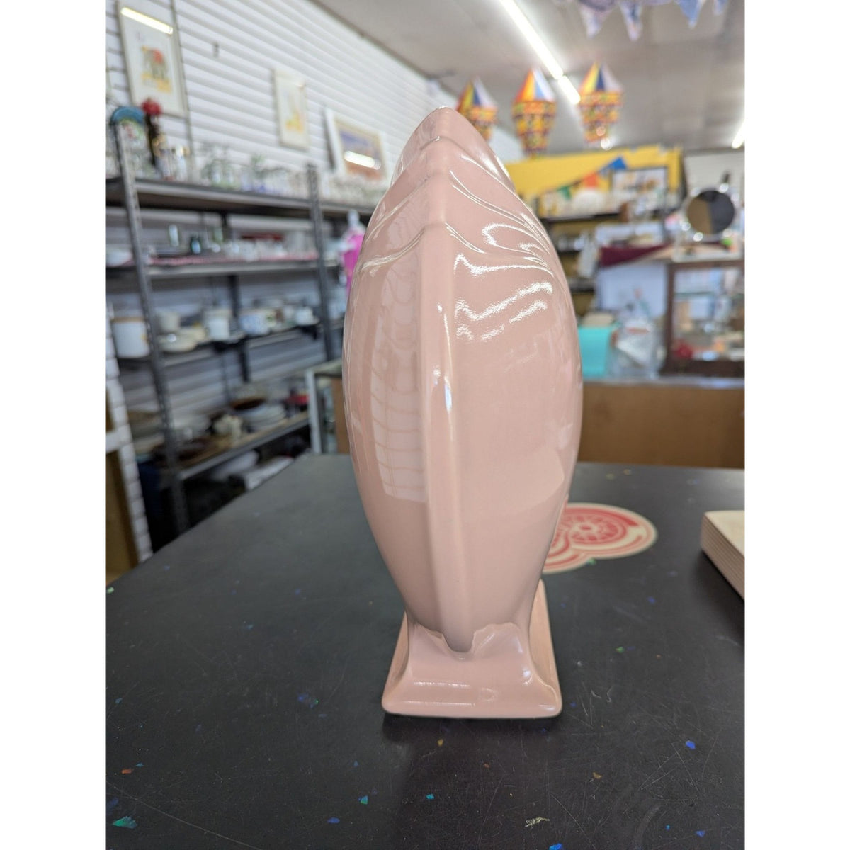 Crowley's Peach Phia Ceramic Vase Art Deco Style Pink 11 Inches Tall