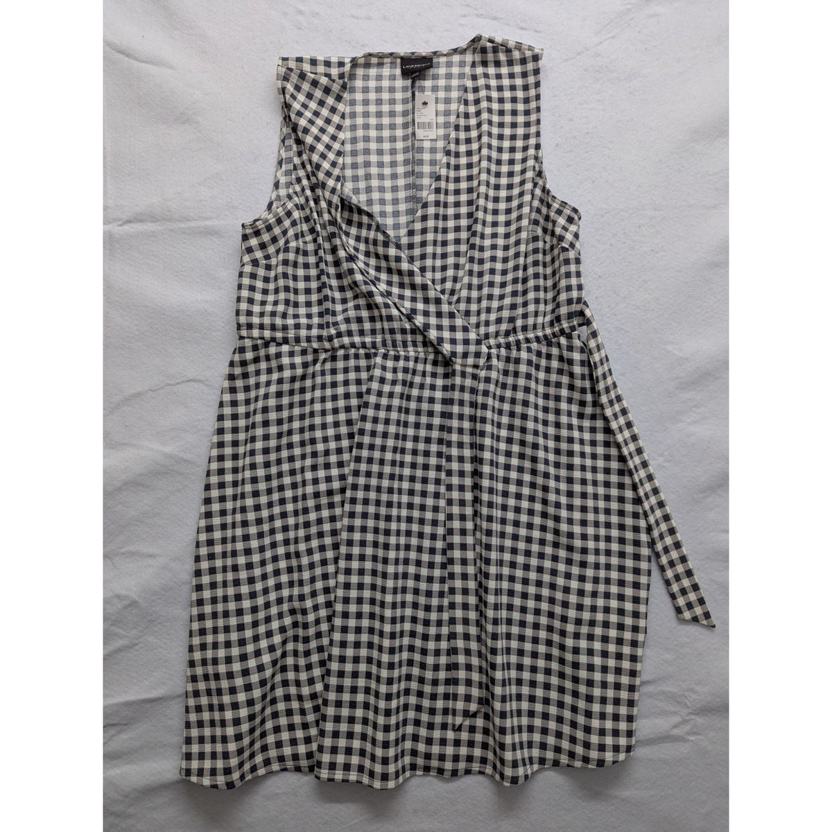 Lane Bryant Black & White Gingham Sleeveless Wrap Dress Size 18/20 Made In Indon