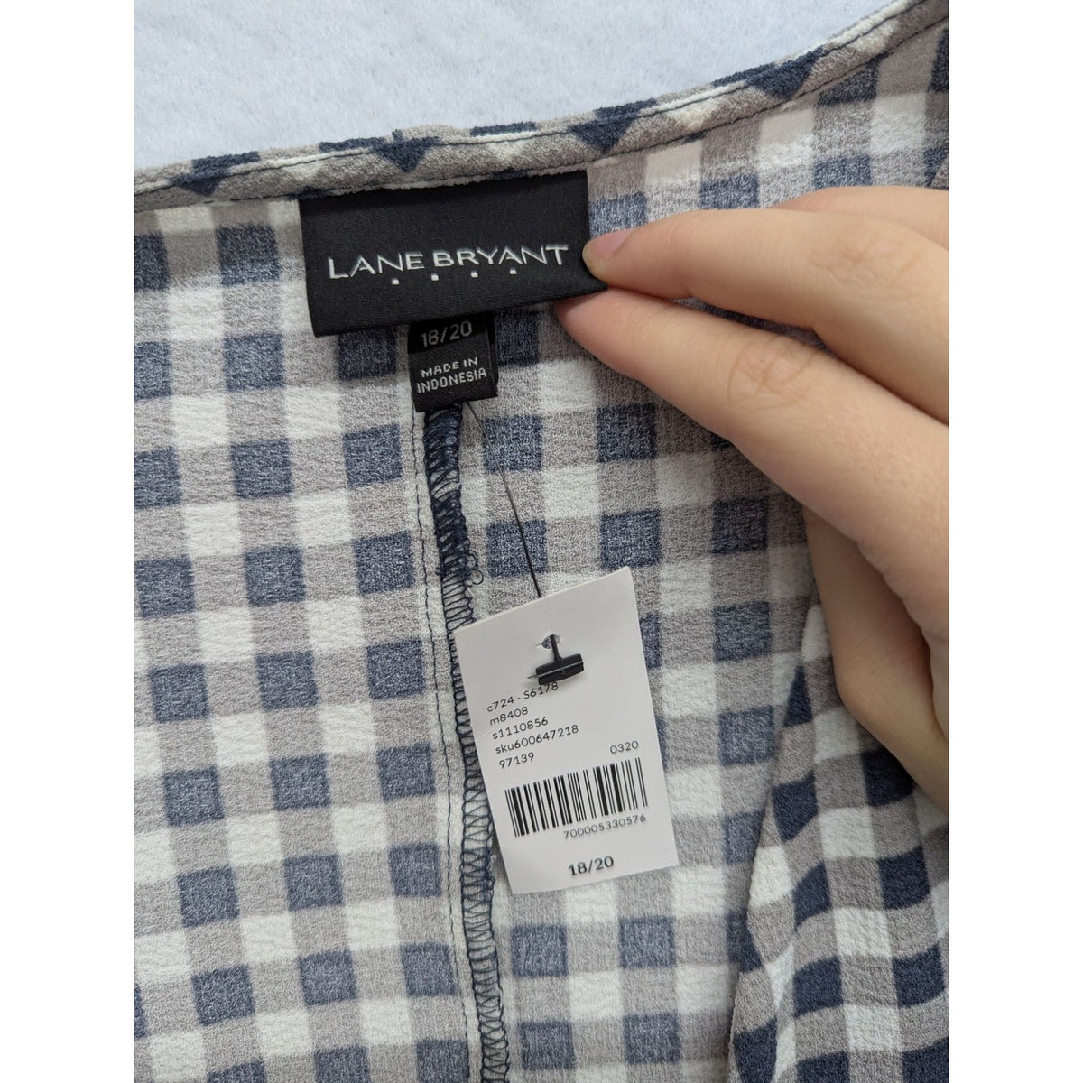 Lane Bryant Black & White Gingham Sleeveless Wrap Dress Size 18/20 Made In Indon