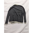 Talbots Petites Black Cardigan Sweater With Checkered Trim Made In Italy S