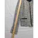 Club Monaco Black & White Tweed Zip-Up Jacket Medium Two Pockets Zipper Cuffs Polyester Blend Made In China