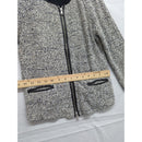 Club Monaco Black & White Tweed Zip-Up Jacket Medium Two Pockets Zipper Cuffs Polyester Blend Made In China