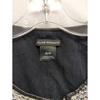 Club Monaco Black & White Tweed Zip-Up Jacket Medium Two Pockets Zipper Cuffs Polyester Blend Made In China