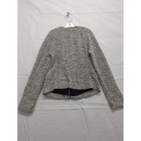 Club Monaco Black & White Tweed Zip-Up Jacket Medium Two Pockets Zipper Cuffs Polyester Blend Made In China