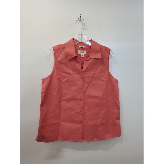 Talbots Coral Sleeveless Button-Down Shirt Womens Size 12 Wrinkle Resistant Cotton Blend