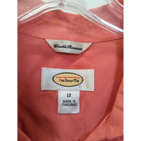 Talbots Coral Sleeveless Button-Down Shirt Womens Size 12 Wrinkle Resistant Cotton Blend
