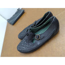 Cherokee Black Leather Woven Slip-On Flats With Buckle Detail Size 7.5 Made In Brazil