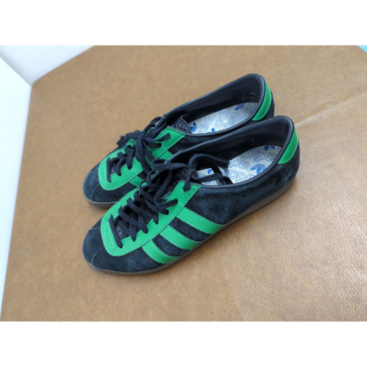 Adidas Green & Black Suede Sneakers Size 8.5 US Lace-Up Comfortable Casual Shoes For Everyday Wear