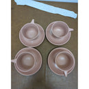 Vintage Pink Melamine Coffee Cups & Saucers Set Of 4 Mid-Century Modern Style Durable & Lightweight Dinnerware