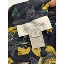 Jones New York Petite Floral Button-Down Blouse Size 10 Black/Yellow Long Sleeve