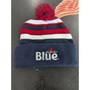 Labatt Blue & Blue Light Knit Pom Beanie Hat Striped Red White Navy Winter