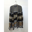 Quinn Geometric Open-Front Knit Cardigan, Black/Gray/Brown, M