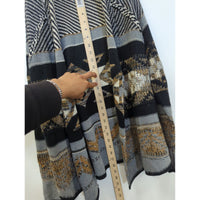 Quinn Geometric Open-Front Knit Cardigan, Black/Gray/Brown, M