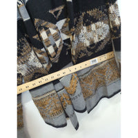 Quinn Geometric Open-Front Knit Cardigan, Black/Gray/Brown, M